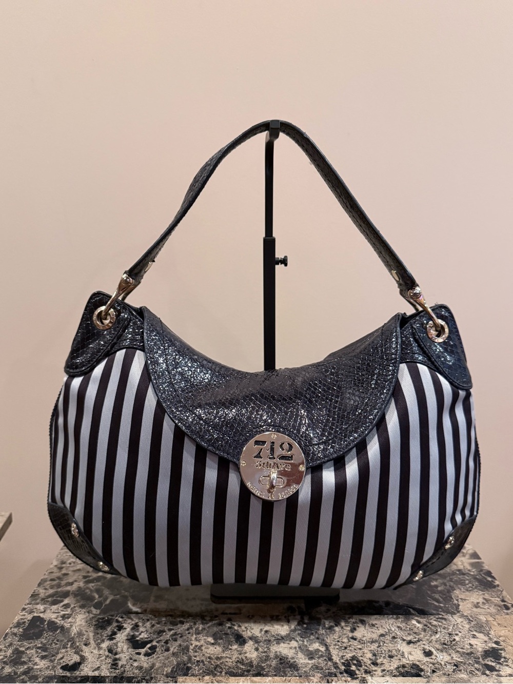Henri Bendel 712 5th Ave Centennial Striped Hobo Bag - Picture 2 of 14